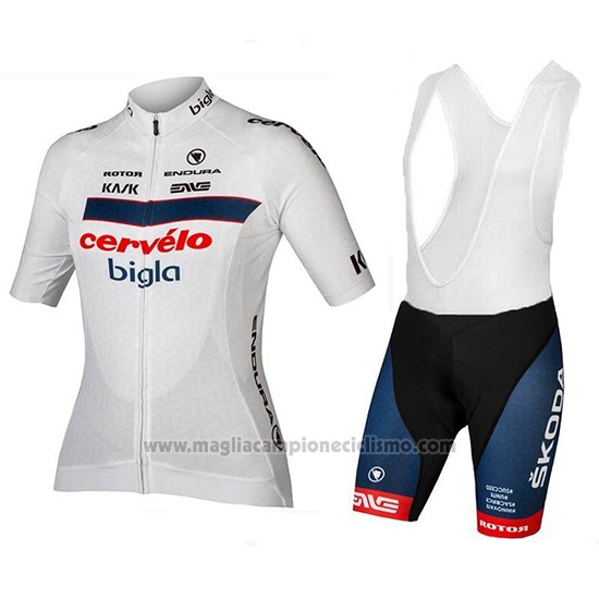 2018 Abbigliamento Ciclismo Cervelo Bigla Bianco Nero Manica Corta e Salopette